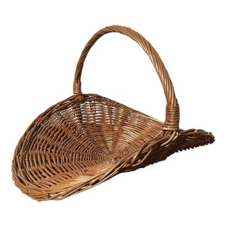 Vintage French Style Wicker Flower Basket For Sale