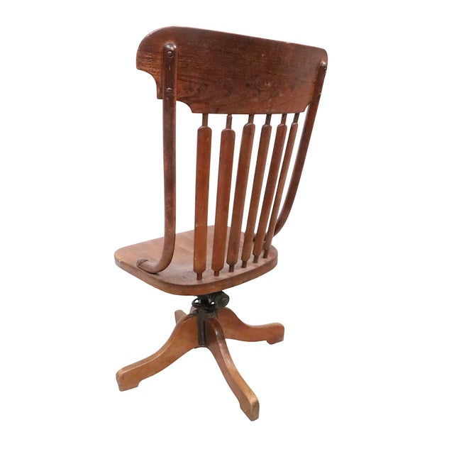 Late 19th Century Victorian Oak Swivel Desk Chair For Sale - Image 12 of 14
