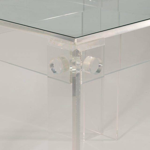 1970s Charles Hollis Jones Glass Top Lucite Base End Side Table 1970s For Sale - Image 5 of 6