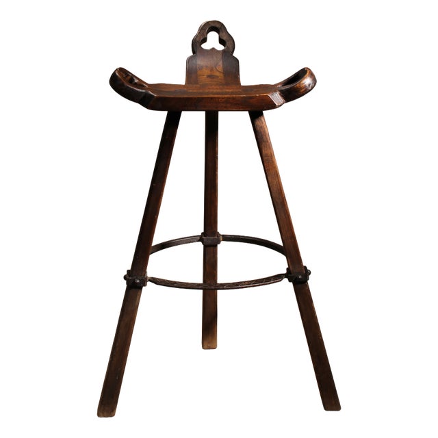 Brutalist Wood Marbella Bar Stools, Spain, 1970s For Sale