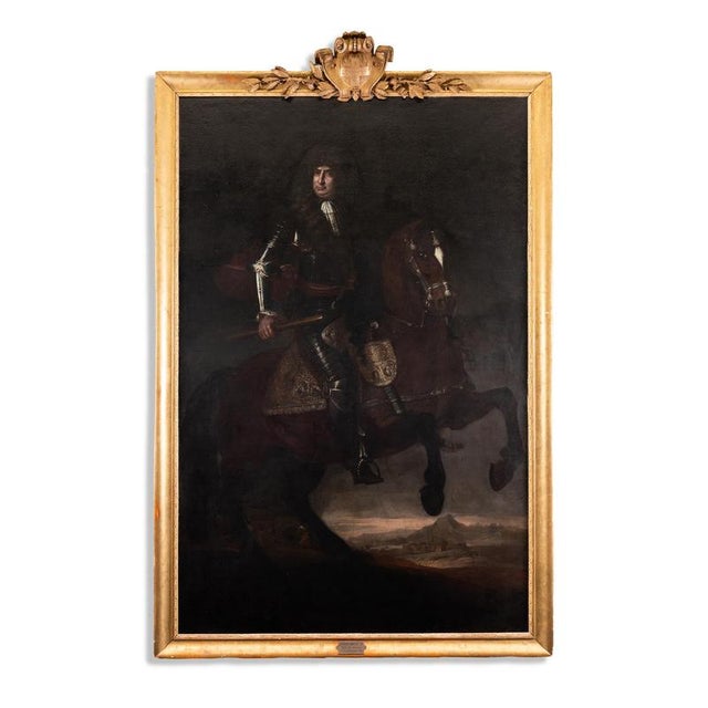 Jacob Van Schuppen, Life-Size Baroque Equestrian Portrait of the King of Sardinia, 1600s, Oil on Canvas For Sale - Image 8 of 9