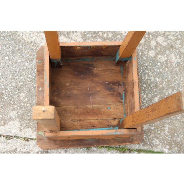 Vintage Rustic Farm Painted Side Table/Stand For Sale In Cincinnati - Image 6 of 7
