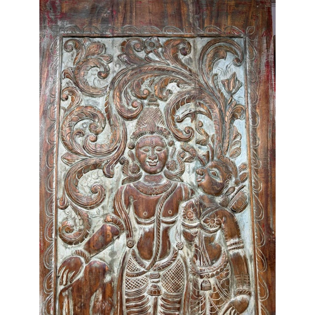 Our Radha Krishna Carved Wood Wall Art Expertly handcrafted from solid reclaimed wood, this exquisite vintage-style wall...