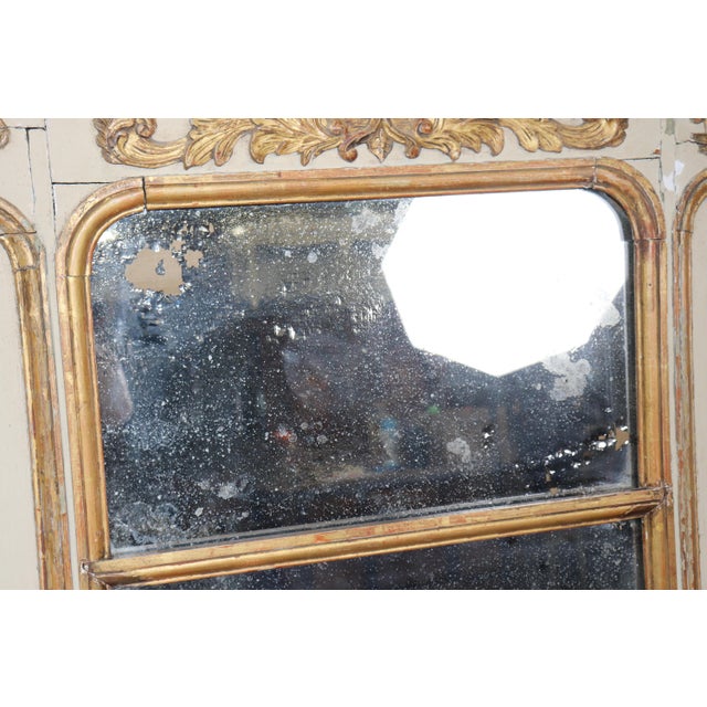 Cream Large French Louis XV Style Parcel Gilt Trumeau Mirror Impressive Design For Sale - Image 8 of 10