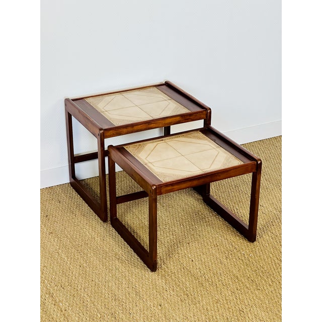 Vintage Nesting Tables in Wood and Ceramic, 1960s, Set of 2 For Sale - Image 17 of 17