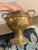 Vintage Neoclassical Solid Brass Pedestal Urn Planter With Geometric Handles For Sale - Image 9 of 9