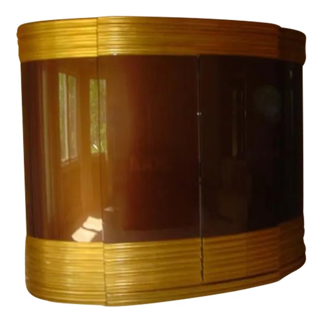 Large Gold and Chocolate Brown Armoire For Sale