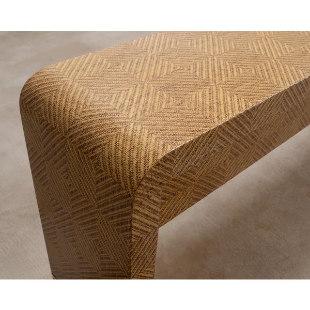 Karl Springer Style Organic Grasscloth Waterfall Console 10 Ft For Sale - Image 14 of 18