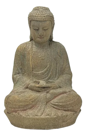Rustic Wood Sitting Gautama Amitabha Shakyamuni Buddha Statue