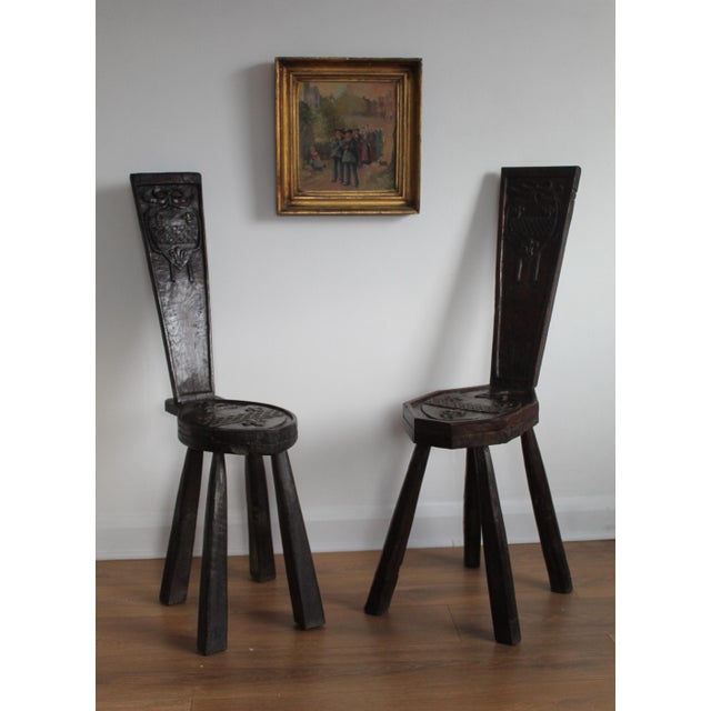 Spinning Stools in Oak, Set of 2 For Sale - Image 5 of 18