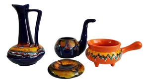 Small Multicolored Ceramics, 1960s, Set of 4