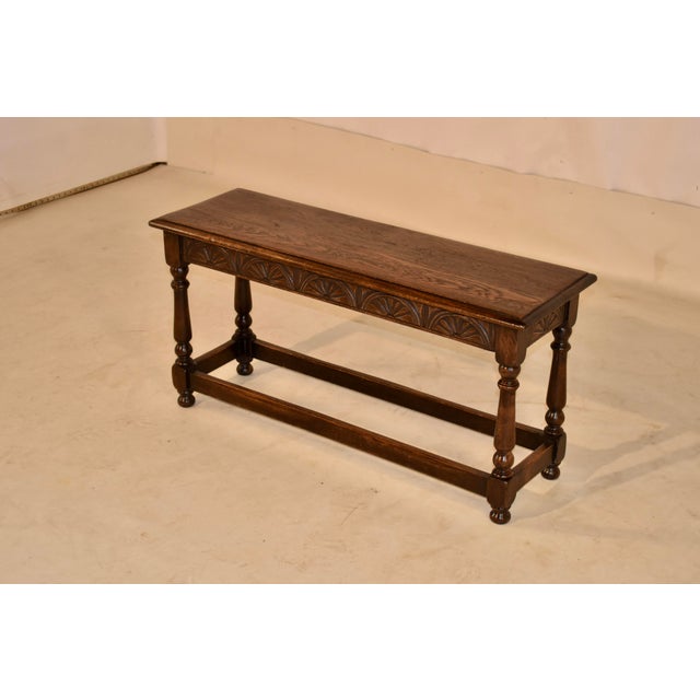 Brown Circa 1900 English Oak Carved Bench For Sale - Image 8 of 11