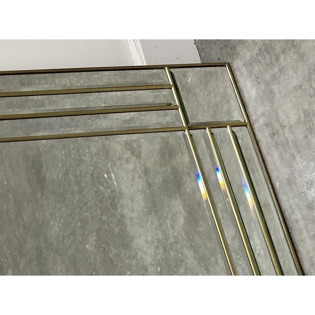 Large Brass Beveled Facet Cut Rectangular Mirror, 1980s For Sale - Image 11 of 13