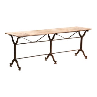 Mid-19th C. French Cast Iron Three-Leg Pastry Table With Original Marble Top For Sale