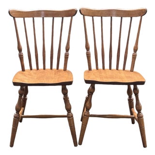 Vintage S Bent & Bros Colonial Style Maple Windsor Chairs - A Pair For Sale