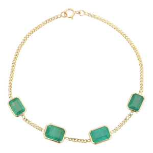 Natural Emerald Station Chain Contemporary Bracelet Gifts for Her