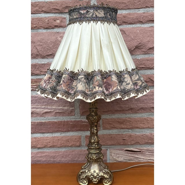 1960s Empire Brass Table Lamp with Fabric Shade, 1960s For Sale - Image 5 of 9