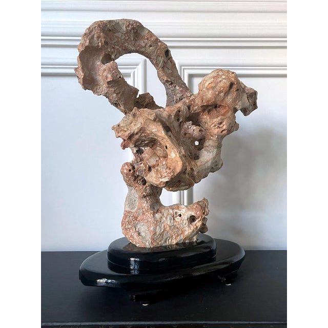 Chinese Taihu Scholar Stone Sculpture on Wood Stand For Sale In Atlanta - Image 6 of 15