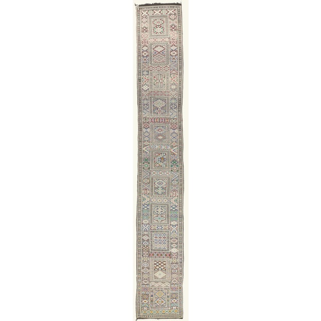 Vintage Zemmour Moroccan Kilim Rug, 03'04 X 23'06 For Sale - Image 11 of 11