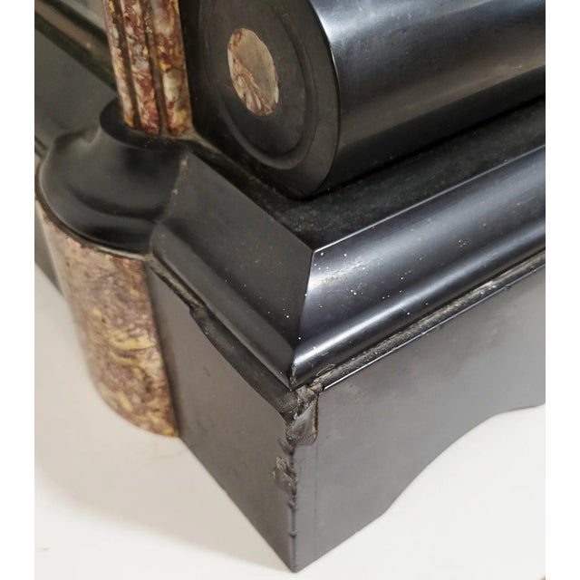 Bronze 3 Piece French Napoleon III Marble Clock Set Mercury Pendulum For Sale - Image 8 of 12