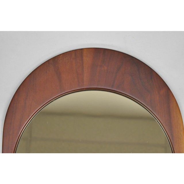 Brown Mid Century Danish Modern Style Sculpted Solid Teak Wood Mirrors - 3 Pc Set For Sale - Image 8 of 12