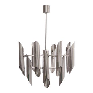 1970s Chrome Tubular Chandelier For Sale