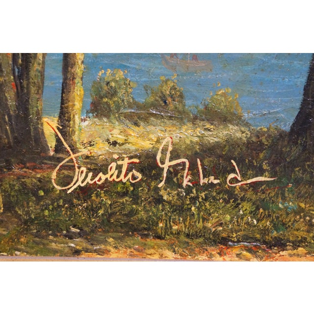 Late 20th Century Rome Italy Capriccio Landscape Oil Painting After Francesco Lazaro Guardi 32" For Sale - Image 6 of 12