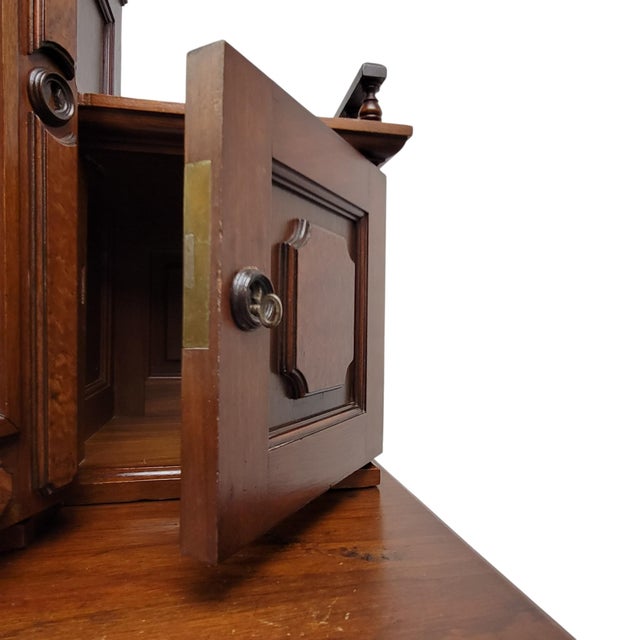 Kimbel & Cabus Gothic Revival Walnut Tall Chest With Mirror 84" For Sale In San Francisco - Image 6 of 18
