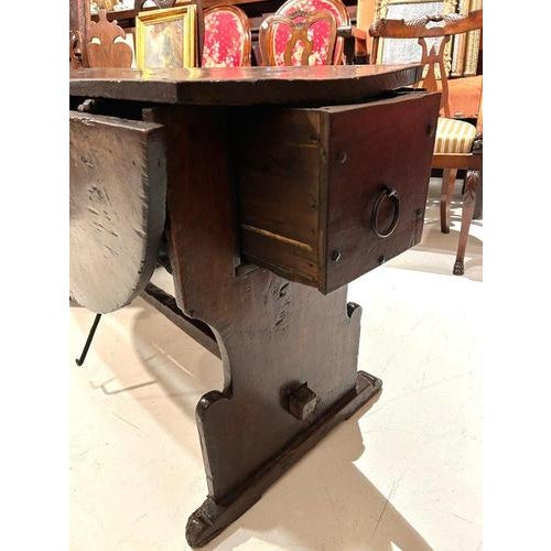 Wood Antique Umbrian Walnut Drop-Leaf Table, 1500s For Sale - Image 7 of 9