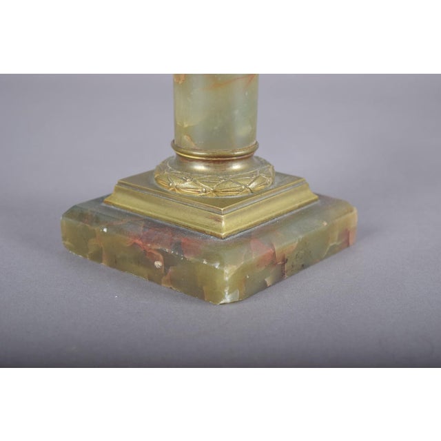 Antique Onyx Column Table Lamp with Gilt Bronze, France, 1890s For Sale - Image 4 of 12