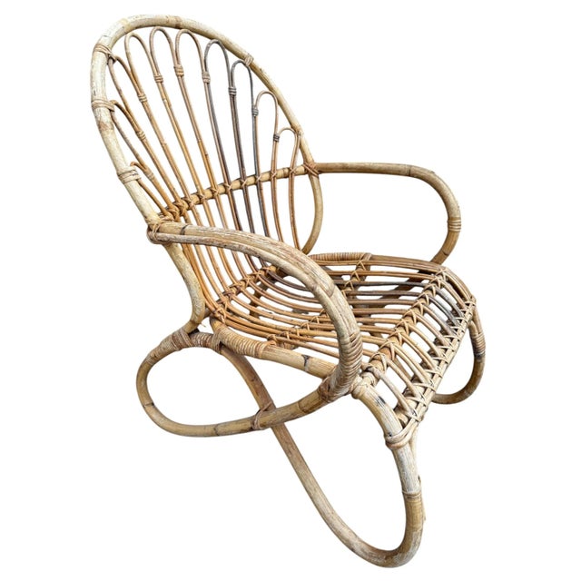 Rattan Lounge Chair, Pays-Bas, France, 1950s For Sale - Image 4 of 7