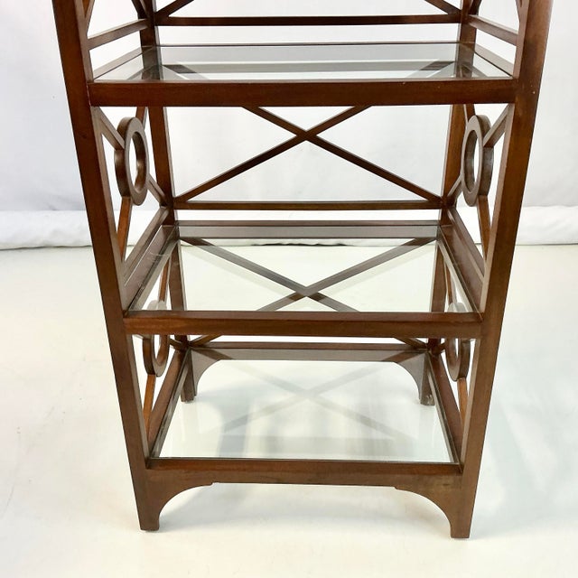 Wood 1980s Vintage Hollywood Regency Contemporary Target Design Etagere Display Case, After McGuire For Sale - Image 7 of 16