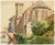 An original 1920 watercolour painting, Eleanor Hughes RI, Saint-Jean-Pied-de-Port, Pyrenees, France.A fantastic drawing in...