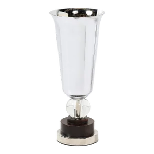 Art Deco Streamlined Chrome Uplight W/ Glass Ball and Bronze Base