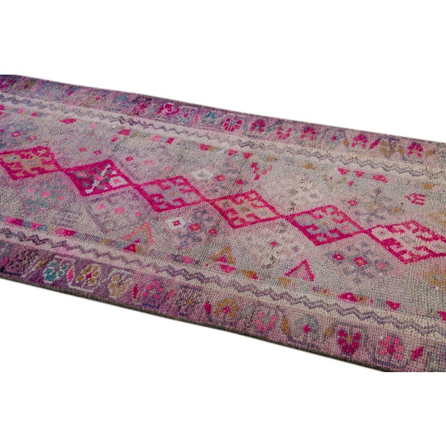 1960s 1960s Turkish Geometric Multi Color Wool Runner For Sale - Image 5 of 9