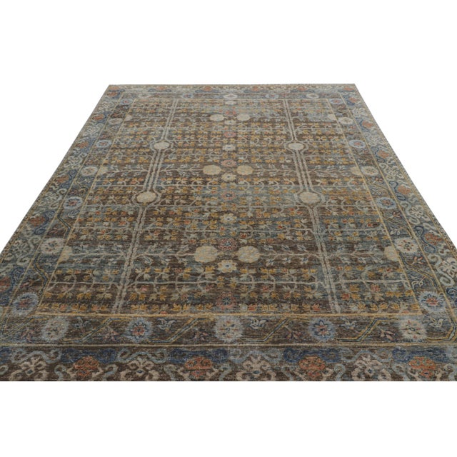 Not Yet Made - Made To Order Rug & Kilim’s Modern Block Print Rug in Brown and Blue with Geometric Florals - 9x12 For Sale - Image 5 of 7