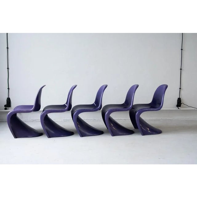 Danish Modern Violet Chairs by Verner Panton for Vitra, 1970s, Set of 5 For Sale - Image 11 of 13