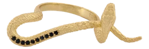 Mythology Snake Gold Vermeil & Black Diamond Design Ring, Size 6