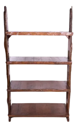 Ethnic Teak Wood Bookshelf with Raw Finish