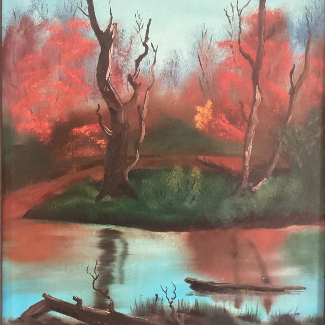 Mid Century Autumn Colors Landscape Painting Signed by M. Marten Landscape paintings make great interior decoration...