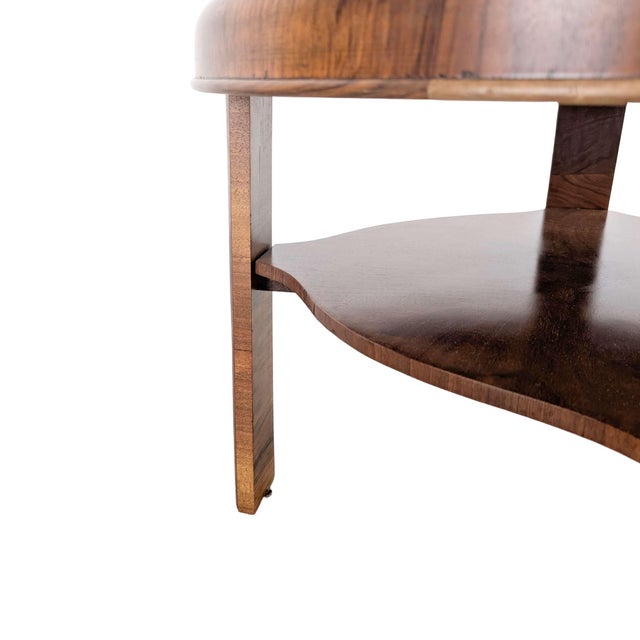 Mid 20th Century Vintage Round Walnut and Marble Coffee Table, 1950s For Sale - Image 5 of 7