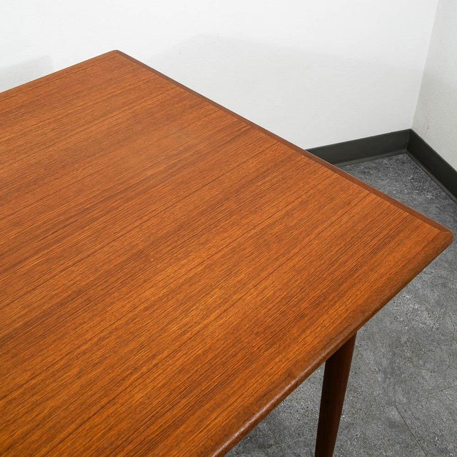 Brown Mid Century Danish Modern Dining Table Denmark Teak Wood Extension Draw Leaf For Sale - Image 8 of 11