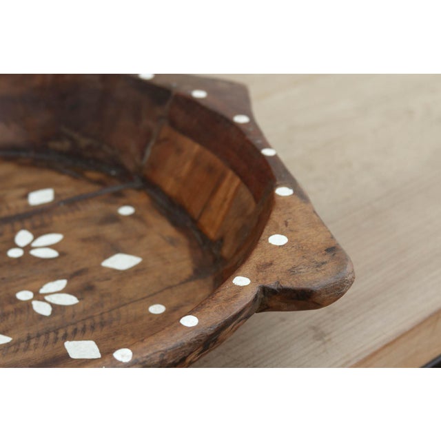 Traditional Large Vintage Floral Motif Painted Bowl For Sale - Image 3 of 7