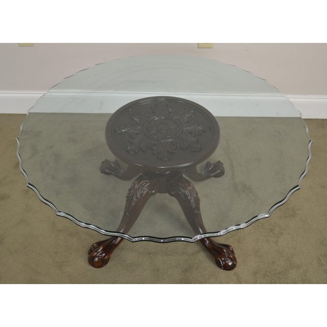 Carved Mahogany Ball & Claw Chippendale Style Glass Top ...