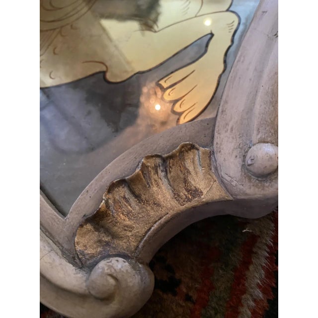 Gold Early 20th Century Maison Jansen Verre églomisé French Style Mid Century Carved Gilt Mirror For Sale - Image 8 of 12