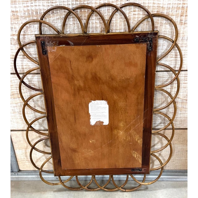 Rattan Loop Wall Mirror, Sculptural Bohemian Modern, Late 20th Century For Sale - Image 4 of 12