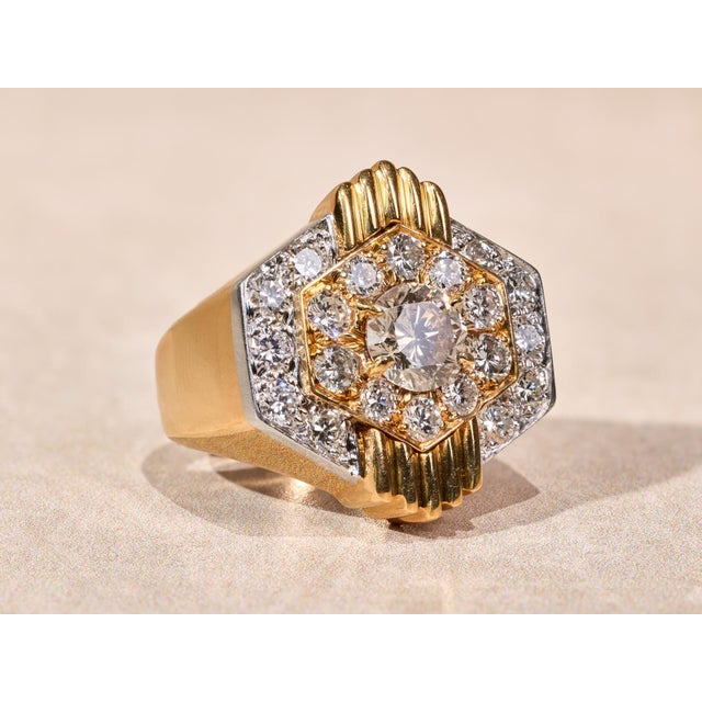 Gold The David: Vintage David Webb Signed ring In Platinum and 18 Karat Yellow Gold For Sale - Image 8 of 13