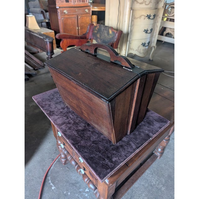 Late 19th Century Dark Wood Carpenter’s Toolbox With Curved Handle For Sale In Washington DC - Image 6 of 8