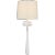 Transitional AERIN for Visual Comfort Signature Beaumont Medium Tail Sconce in White with Linen Shade For Sale - Image 3 of 4