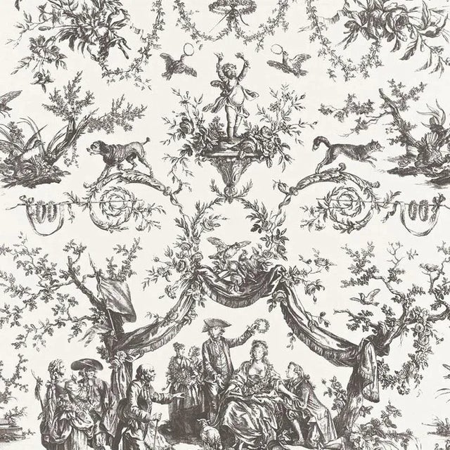 Sample- Schumacher Le Couronnement De La Rosiere Fabric in Grisaille For Sale